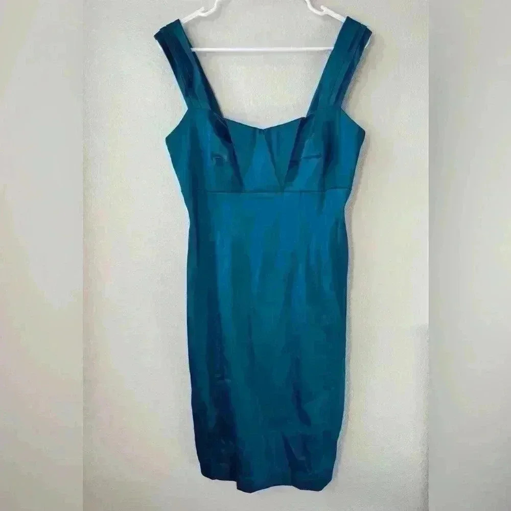 Calvin Klein Pleated Satin Sheath Cocktail Dress Size M